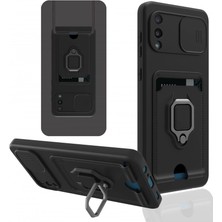 İrgit Store Samsung Galaxy A02 Kılıf Zuma Kartvizitli Yüzüklü Silikon - Siyah