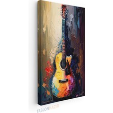 Tablonhazır Dikey Panaromik Kanvas Tablo Modern Duvar Tablosu Soyut Gitar Renkleri Yeni Ev Hediyesi