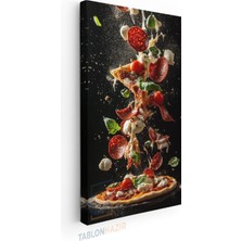 Tablonhazır Dikey Panaromik Kanvas Tablo Modern Duvar Tablosu Pizza Malzemeler Gorseli Yeni Ev Hediyesi