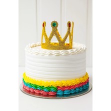 İrgit Store Altın Işıltılı Pasta Tacı Pasta Üstü Taç Plastik Malzeme 8x8 cm