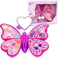 Yıldız Dükkan Kelebek Temalı Sürülebilir Makyaj Seti Plastik Kız Çocuk Oyuncak Eğlenceli Oyun Seti