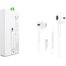 Pazarcan Type-C Mikrofonlu Kablolu Kulaklık - Ses Kontrol Tuşlu Beyaz (Tüm Type-C Cihazlarla Uyumlu)