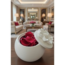 Safir Design Çiçek Kapaklı Dekoratif Taş Tozu Kutu - El Yapımı Mücevher ve Takı Kutusu