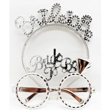 İrgit Store Bride To Be Yazılı Taç ve Bride To Be Yazılı Gözlük Seti Gümüş Renk