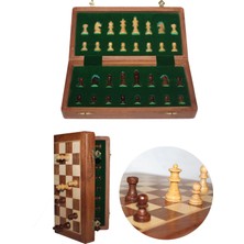 İrgit Store Mıknatıs Taşlı Ahşap Katlanabilir Kutulu Satranç Oyunu 12.5 cm G610