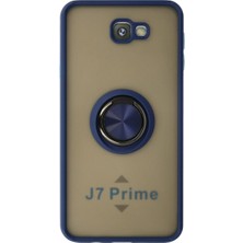 İrgit Store Samsung Galaxy J7 Prime Kılıf Montreal Yüzüklü Silikon Kapak - Lacivert