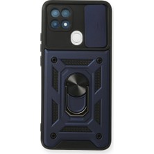 İrgit Store Oppo A15 Kılıf Pars Lens Yüzüklü Silikon - Lacivert