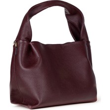PLM Modern ve Fonksiyonel Tasarımıyla Hakiki Deri Kadın Omuz Çantası – Cortina - Bordo Renk