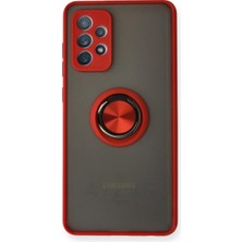 İrgit Store Samsung Galaxy A72 Kılıf Montreal Yüzüklü Silikon Kapak - Kırmızı