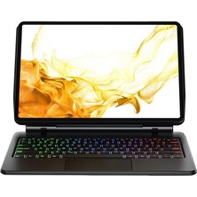 İrgit Store Samsung Galaxy T737 Tab S7 Fe 12.4 Kılıf Eternal Ledli Klavyeli Tablet Kılıfı - Siyah