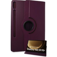 İrgit Store Samsung Galaxy X610 Tab S9 Fe Plus 12.4 Kılıf 360 Tablet Deri Kılıf - Mürdüm