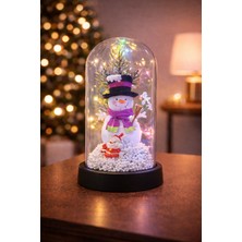 PremiumPort Renkli LED Işıklı Cam Fanus Yılbaşı Figürü, Dekoratif ve Şık Tasarım