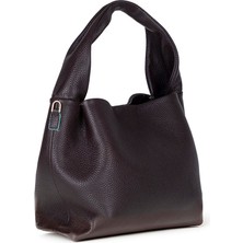 PLM Modern ve Fonksiyonel Tasarımıyla Hakiki Deri Kadın Omuz Çantası – Cortina - Koyu Kahve