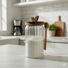 Kirazev Akasya Kaşıklı Kavanoz, Borosilikat Cam 900 ml