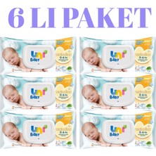 Uni Baby Yenidoğan Islak Mendil 0-6 Ay 6'lı Paket 240 Yaprak (6X40) | Organik Pamuklu, Doğal, Kapaklı Islak Mendil