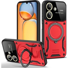 İrgit Store Xiaomi Redmi 13C Kılıf Joy Lens Standlı Kapak - Kırmızı