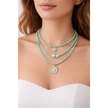 Yağmur Kadın Deniz Tema Kolye Seti 3 Lü Takım Kum Boncuk Yazlık Tatil Plaj Marin Tema Balık Midye Kalp Detaylı