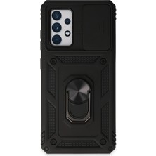 İrgit Store Samsung Galaxy A72 Kılıf Pars Lens Yüzüklü Silikon - Siyah