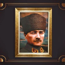 Giyense Özel Seri Altın Paspartulu Çerçeveli Atatürk Tablo TR262