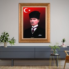 Giyense Özel Seri Altın Paspartulu Çerçeveli Atatürk Tablo TR461