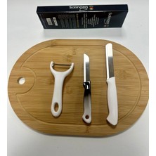 Solingen З'lü Pro Mutfak Seti - Ebruli Meyve Bıçağı, Mikro Tırtıklı Sebze Bıçağı ve Sapan Soyacak