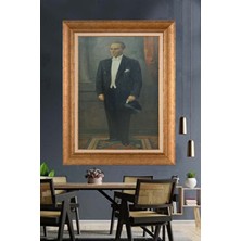 Giyense Özel Seri Altın Paspartulu Çerçeveli Atatürk Tablo TR1123