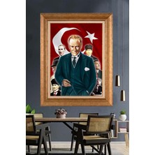 Giyense Özel Seri Altın Paspartulu Çerçeveli Atatürk Tablo TR1219