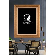 Giyense Özel Seri Altın Paspartulu Çerçeveli Atatürk Tablo TR958