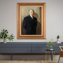 Giyense Özel Seri Altın Paspartulu Çerçeveli Atatürk Tablo TR1023