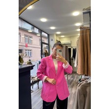 Kol Çizgi Detaylı Astarlı Blazer Ceket - Pembe