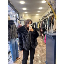 Peluş Yaka Kürk - Siyah
