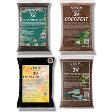 Veniv Organik Toprak Seti Torf 2l - Cocopeat 2l - Özel Bitki Toprağı 2l - Leonardit 2 kg