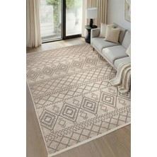 Colore Home Cool Etnik Desen Kaymaz Taban Krem Renk Şönil Kilim Yolluk
