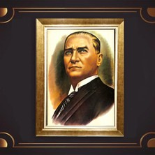 Giyense Özel Seri Altın Paspartulu Çerçeveli Atatürk Tablo TR293