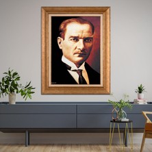 Giyense Özel Seri Altın Paspartulu Çerçeveli Atatürk Tablo TR392