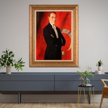 Giyense Özel Seri Altın Paspartulu Çerçeveli Atatürk Tablo TR797