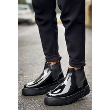 Zapatos CH069 Harmany Erkek Spor Günlük Chelsea Tipi Bağcıksız Rugan Bot Rst - Siyah