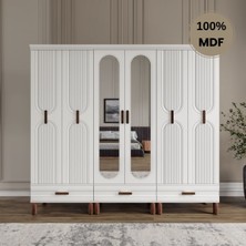 Comiet Zen 6 Kapak Mdf Ayaklı Tasarım Aynalı Country Gardırop
