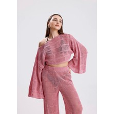 Yuga Knitting Kadın Triko Örgü Basic Pantolon-Üst Takım Kombin Plaj Elbisesi