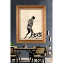 Giyense Özel Seri Altın Paspartulu Çerçeveli Atatürk Tablo TR1157