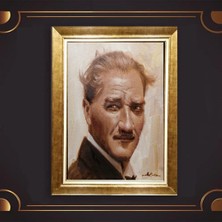 Giyense Özel Seri Altın Paspartulu Çerçeveli Atatürk Tablo TR494