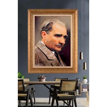 Giyense Özel Seri Altın Paspartulu Çerçeveli Atatürk Tablo TR1286
