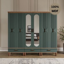 Comiet Zen 6 Kapak Mdf Ayaklı Tasarım Aynalı Country Gardırop