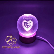 PremiumPort Parlak Kristal Cam Küre LED Masa Lambası, Kalpli Tasarım, Şık Dekorasyon