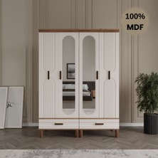 Comiet Zen 4 Kapak Mdf Ayaklı Tasarım Aynalı Country Gardırop