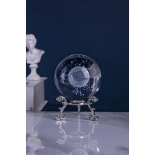 PremiumPort Dekoratif Metal Ayaklı Cam Satürn Kız Küre Kristal Top Hediye