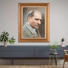 Giyense Özel Seri Altın Paspartulu Çerçeveli Atatürk Tablo TR420