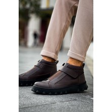 Zapatos CH103 Pyramid Long Erkek Spor Günlük Bağcıksız Cırtlı Cilt Bot Cst - Kahverengi
