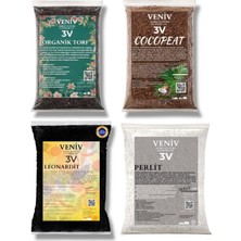 Veniv Organik Toprak Seti - Torf 2l - Cocopeat 2l - Leonardit 2 kg - Perlit 2l