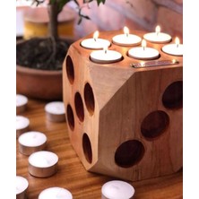 Doğal Ahşap Zar Şamdan Mumluk 15X15 cm Modern Özel Tasarım